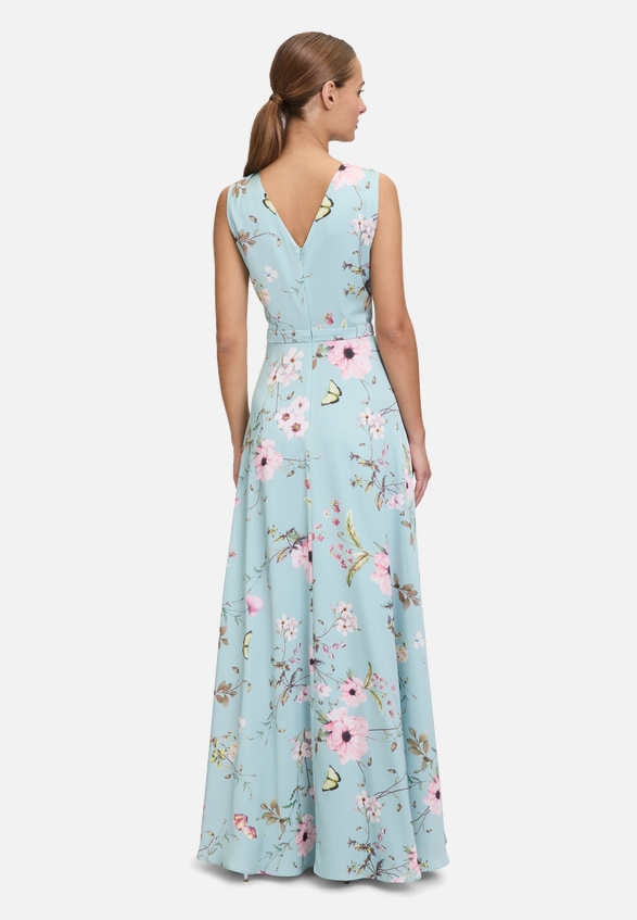Abendkleid mit Blumenprint / Modellfoto Rückseite