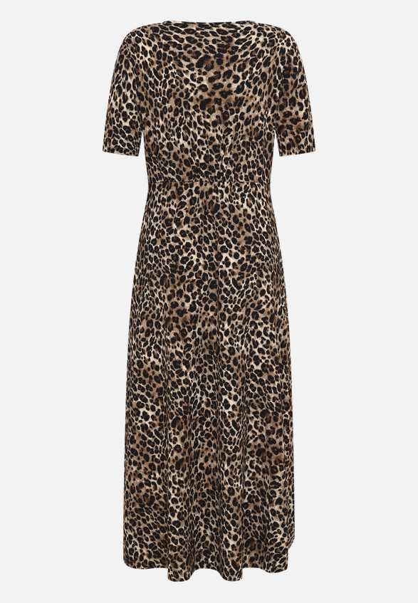 Maxikleid  kurzarm mit Leoprint  / Rückseite