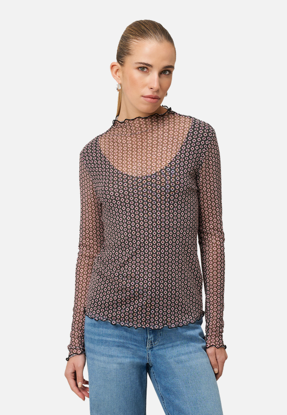 Mesh-Shirt mit grafischem Print / Modellfoto Vorderseite