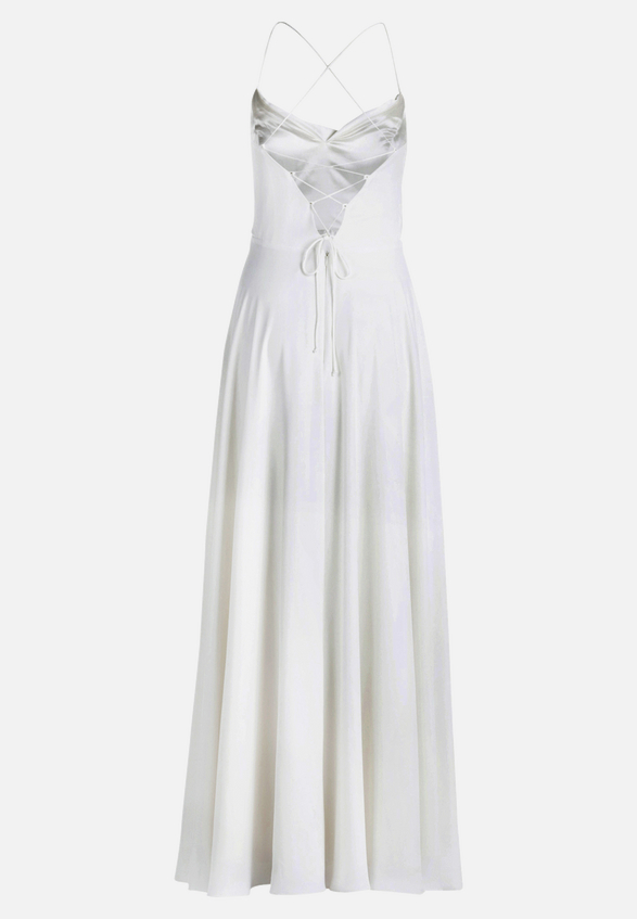 Abendkleid mit Wasserfallausschnitt / Rückseite
