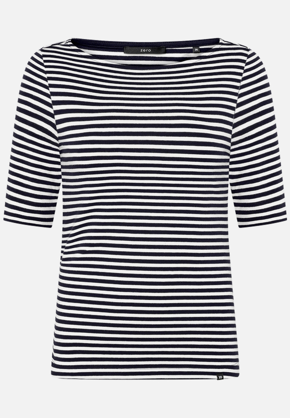 Ringelshirt  mit U-Boot Ausschnitt  / Vorderseite
