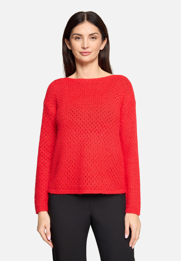 Lochstrick-Pullover langarm / Modellfoto Vorderseite