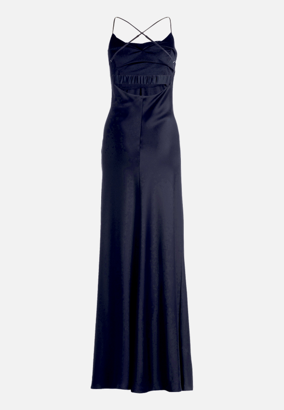 Abendkleid mit Wasserfallausschnitt / Rückseite