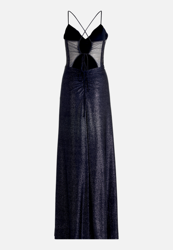 Abendkleid im Glitzer-Look / Rückseite
