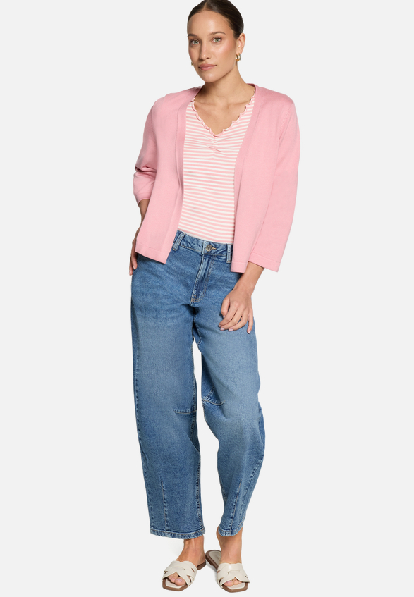Feintrickjacke kurz 3/4 Arm / Modellfoto Vorderseite (Outfit)