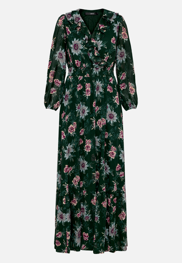 Maxikleid  langarm mit Blumen  / Vorderseite