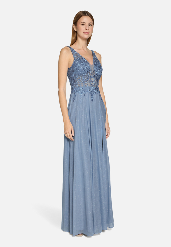 Abendkleid im Glitzer-Look / Modellfoto Vorderseite (Outfit)