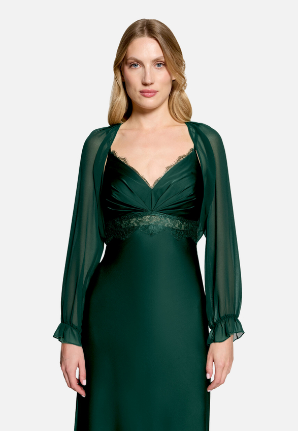 Bolero-Jacke mit gekräuseltem Ausschnitt / Modellfoto Vorderseite