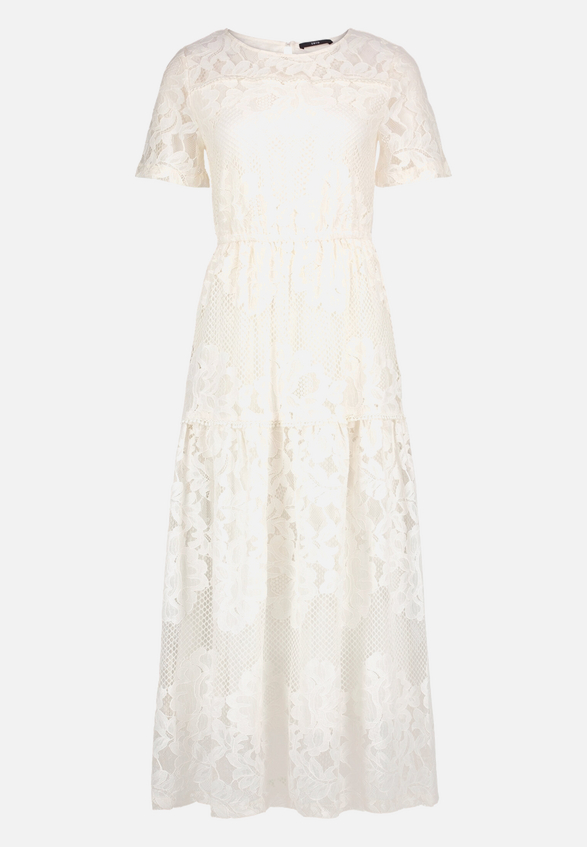 Spitzenkleid Maxi mit kurzen Ärmeln / Vorderseite