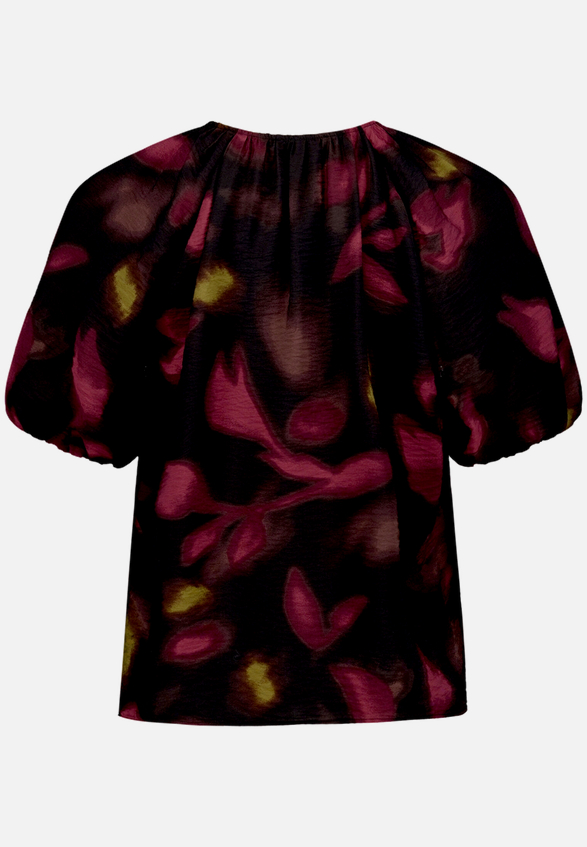 Schlupfbluse  kurzarm mit Blumen  / Rückseite