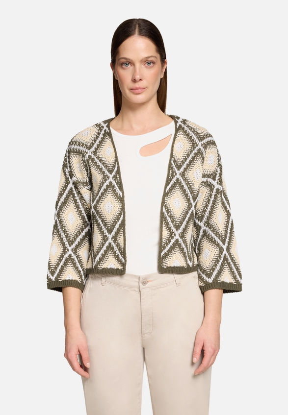 Strick-Cardigan mit Jacquard / Modellfoto Vorderseite