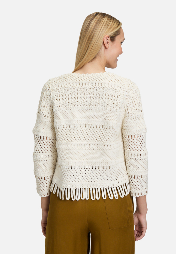 Casual-Strickjacke mit Rundhalsausschnitt / Modellfoto Rückseite