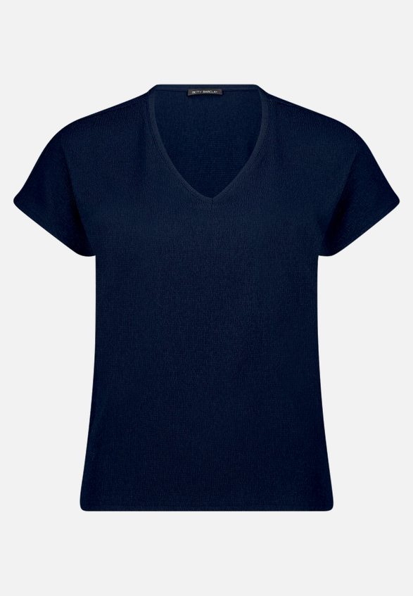 T-Shirt  aus Crêpe-Stoff mit V-Ausschnitt  / Vorderseite
