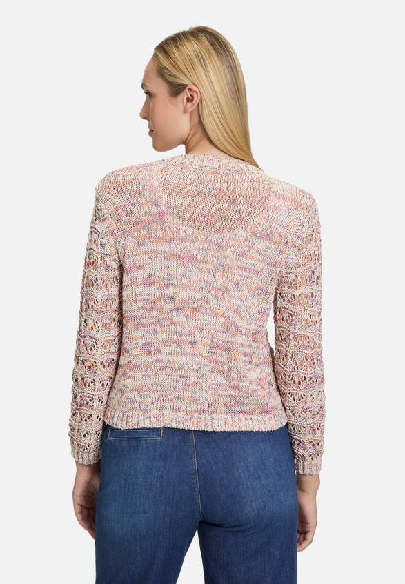 Strick-Cardigan mit Rundhalsausschnitt / Modellfoto Rückseite