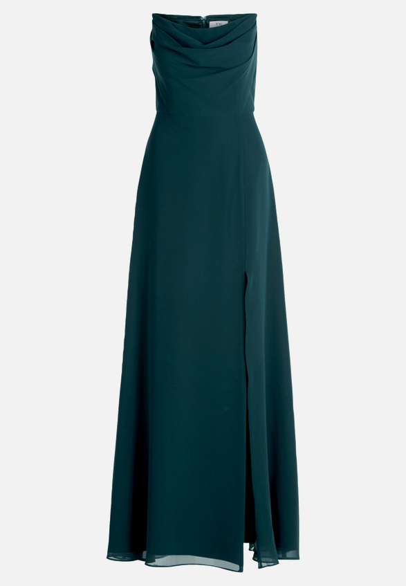 Abendkleid mit Wasserfallausschnitt / Vorderseite