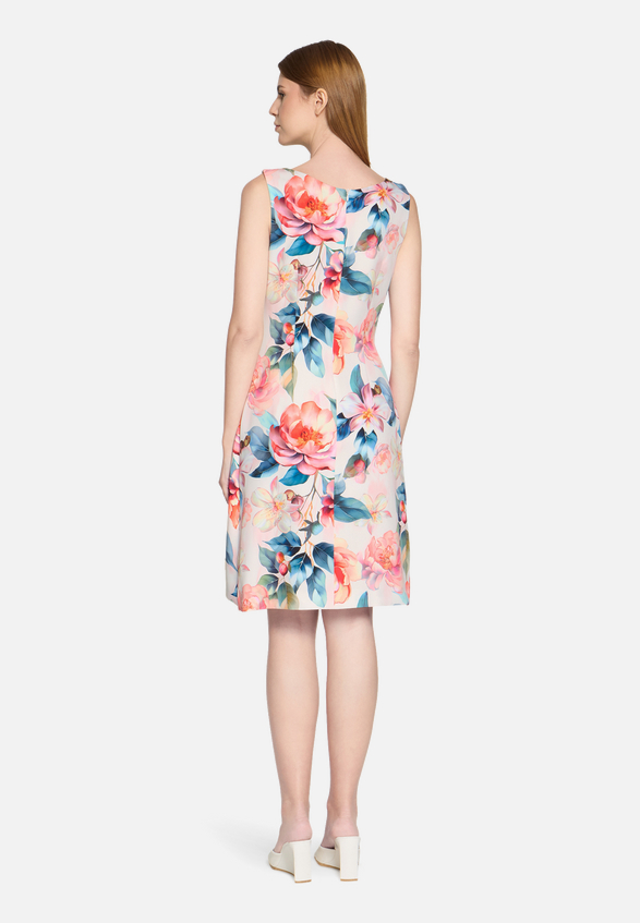 Cocktailkleid mit Blumenprint / Modellfoto Rückseite