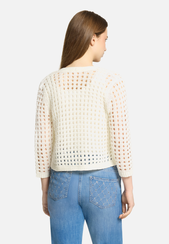 Casual-Strickjacke mit Effektgarn / Modellfoto Rückseite