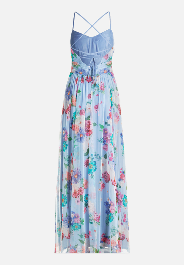 Abendkleid mit Blumenprint / Rückseite