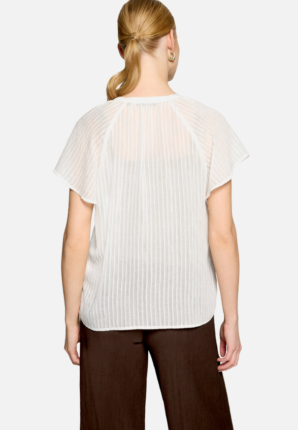 Bluse transparent mit V-Ausschnitt  / Modellfoto Rückseite