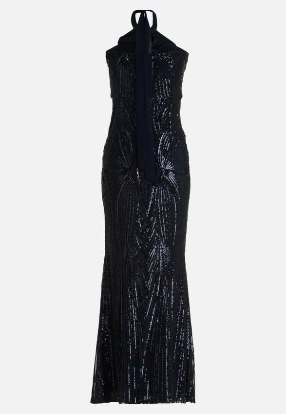 Abendkleid im Glitzer-Look / Rückseite