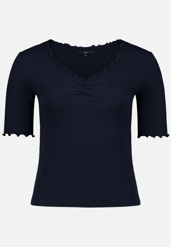 T-Shirt mit gerafftem Ausschnitt / Vorderseite