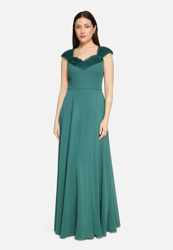 Abendkleid mit Pailletten / Modellfoto Vorderseite