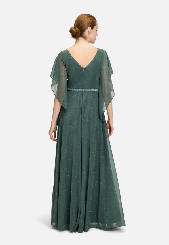 Abendkleid im Glitzer-Look / Modellfoto Rückseite
