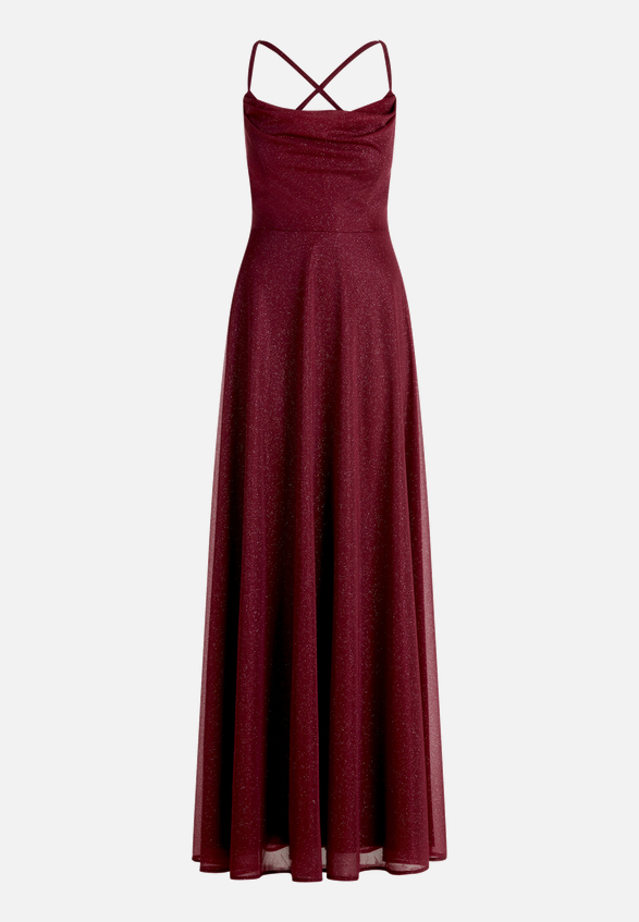 Abendkleid mit Wasserfallausschnitt / Vorderseite