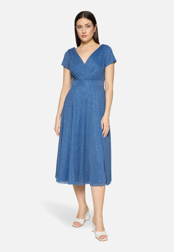 Cocktailkleid im Glitzer-Look / Modellfoto Vorderseite
