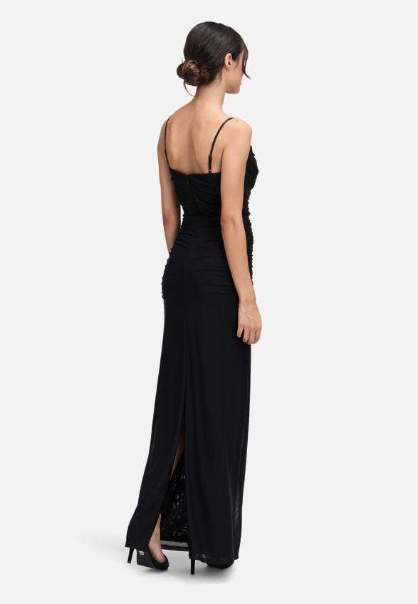 Abendkleid mit Spitzeneinsatz / Modellfoto Rückseite