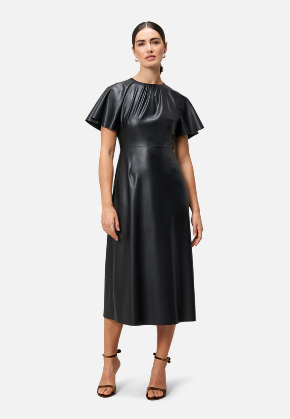 Midikleid in Lederoptik / Modellfoto Vorderseite