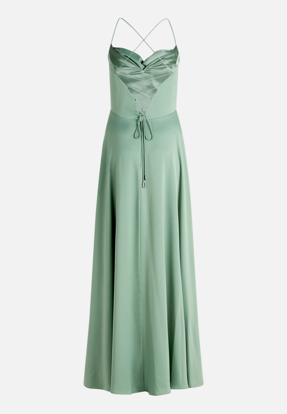 Abendkleid mit Wasserfallausschnitt / Rückseite