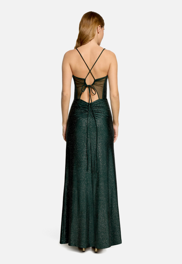 Abendkleid im Glitzer-Look / Modellfoto Rückseite