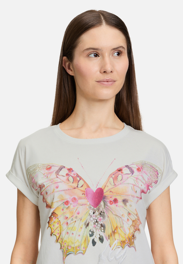 Printshirt mit Ärmelaufschlag / Detailbild