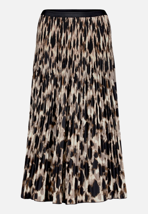 Plisseerock Midi mit Leoprint / Vorderseite