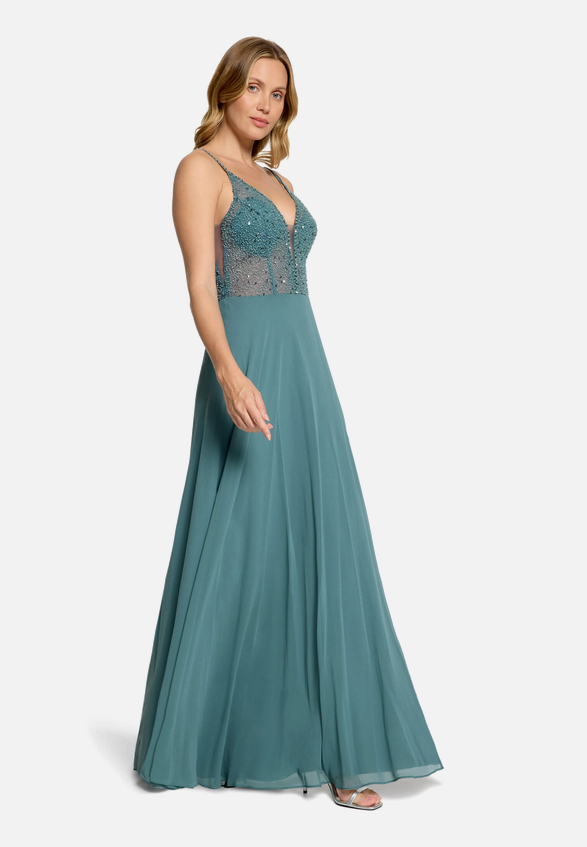Abendkleid mit Stickerei / Modellfoto Vorderseite (Outfit)