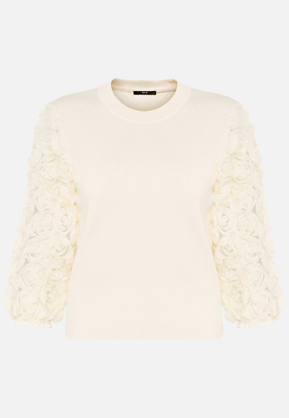 Feinstrickpullover  mit 3D Blüten / Vorderseite