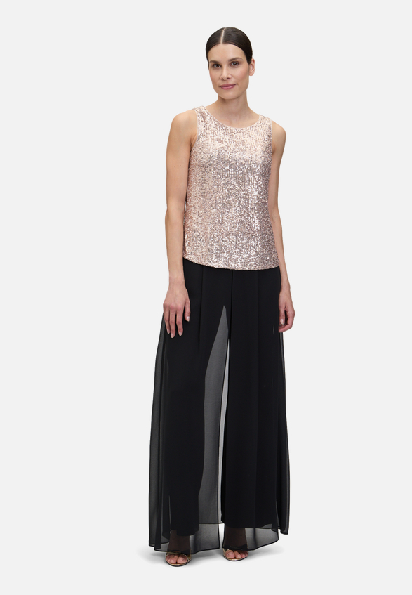 Pailletten-Top ohne Arm / Modellfoto Vorderseite (Outfit)