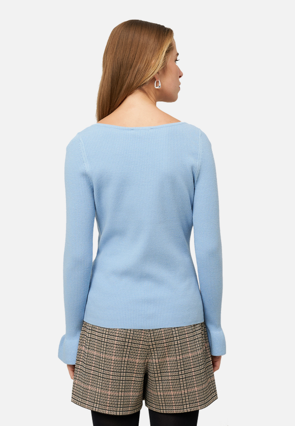 Pullover mit Volants am Ärmel / Modellfoto Rückseite