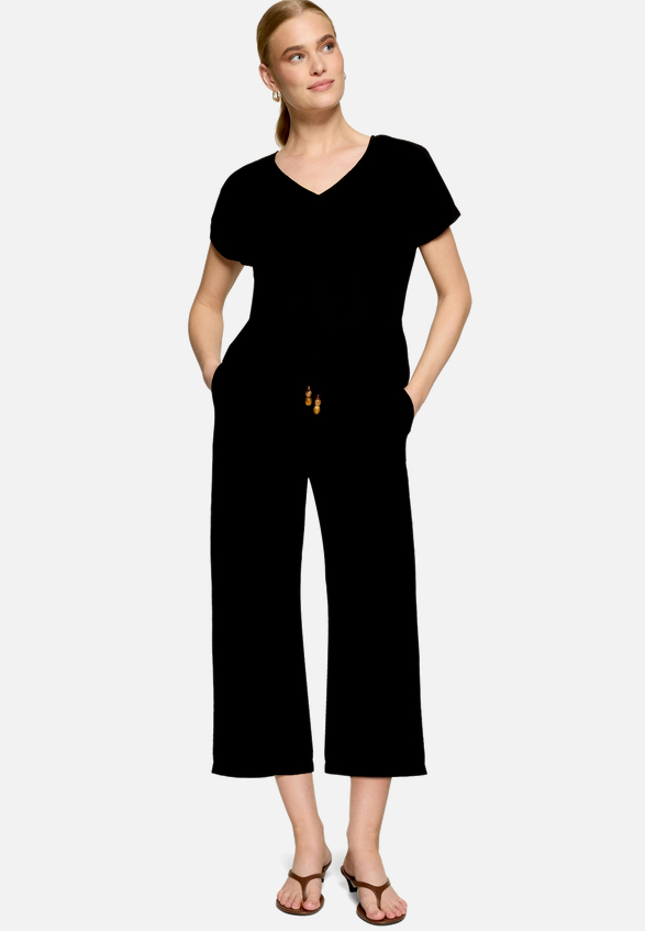 Stoffhose 7/8 mit Bindedetail  / Modellfoto Vorderseite (Outfit)