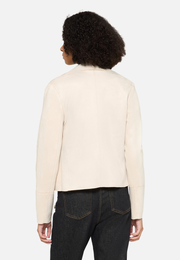 Blazer-Jacke mit offenem Saum / Modellfoto Rückseite