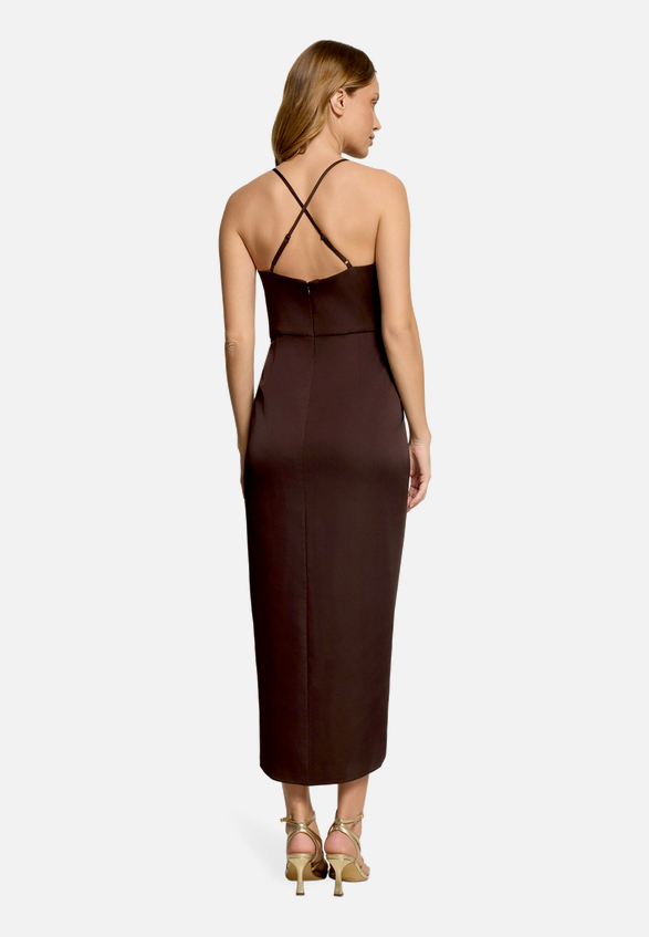 Abendkleid mit Raffung / Modellfoto Rückseite