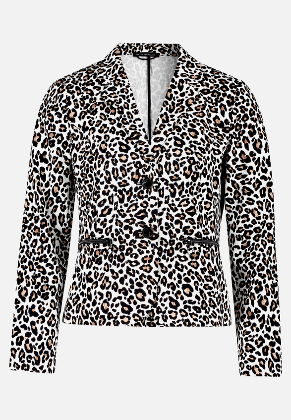 Kurzblazer mit Animalprint / Vorderseite
