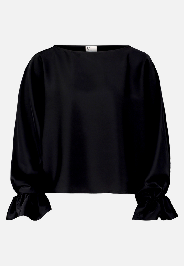 Satin-Bluse mit Fledermausärmeln / Vorderseite