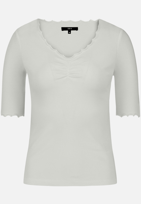 T-Shirt mit gerafftem Ausschnitt / Vorderseite