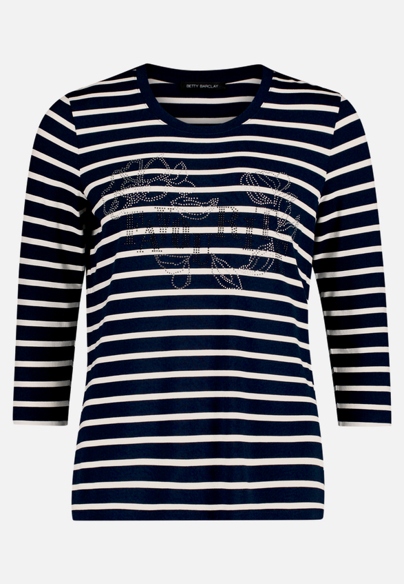 Ringelshirt mit Schmucksteinen / Vorderseite