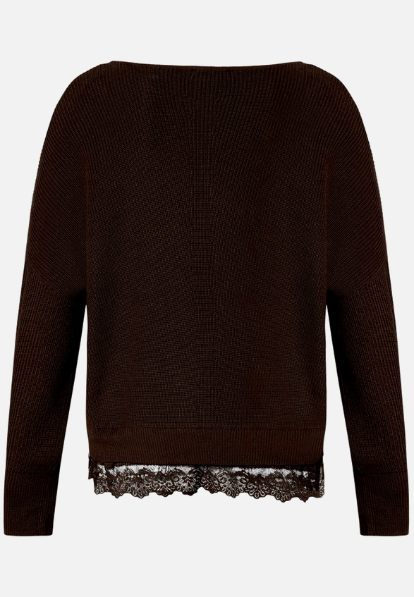 Strickpullover mit Spitzenkante / Rückseite