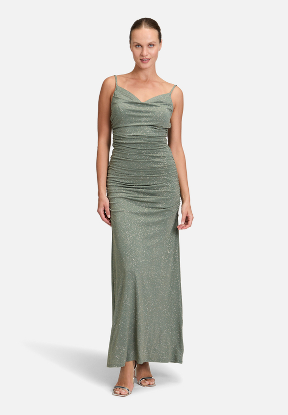 Abendkleid mit Wasserfallausschnitt / Modellfoto Vorderseite