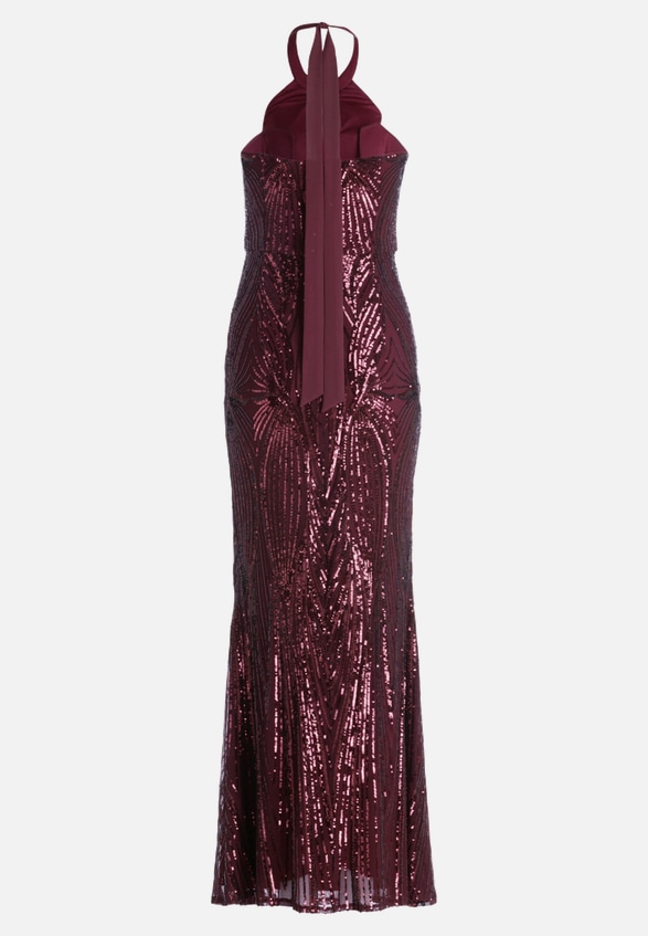 Abendkleid im Glitzer-Look / Rückseite
