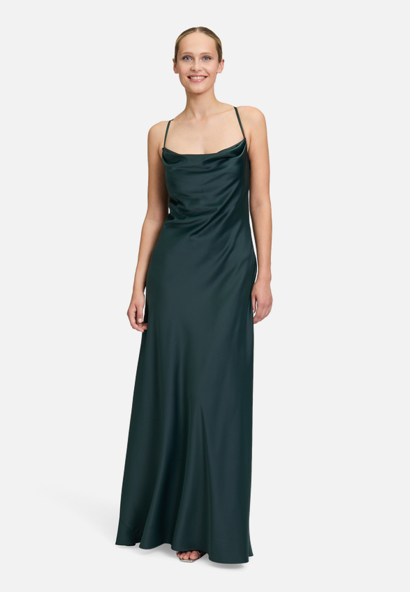 Abendkleid mit Wasserfallausschnitt / Modellfoto Vorderseite